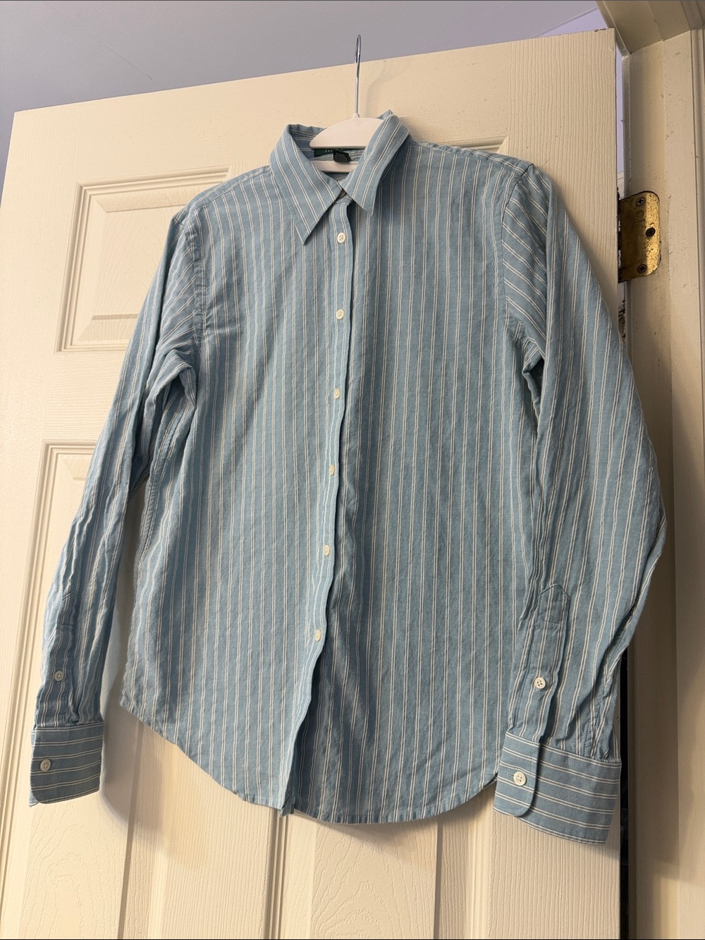 Lauren Ralph Lauren Light Blue Striped Button-Up Blouse